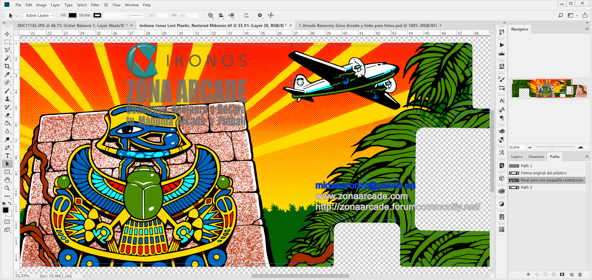 "INDIANA JONES PINBALL LOST PLASTIC PLASTIC SHAPE + ART" (WILLIAMS