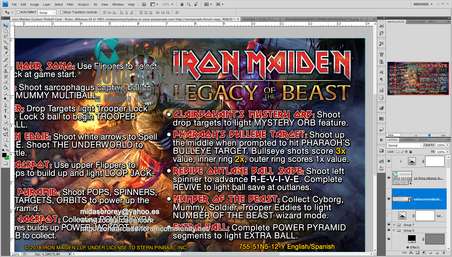 Iron Maiden Legacy of the Beast Pinball Card Customized - Rules. Mikonos1