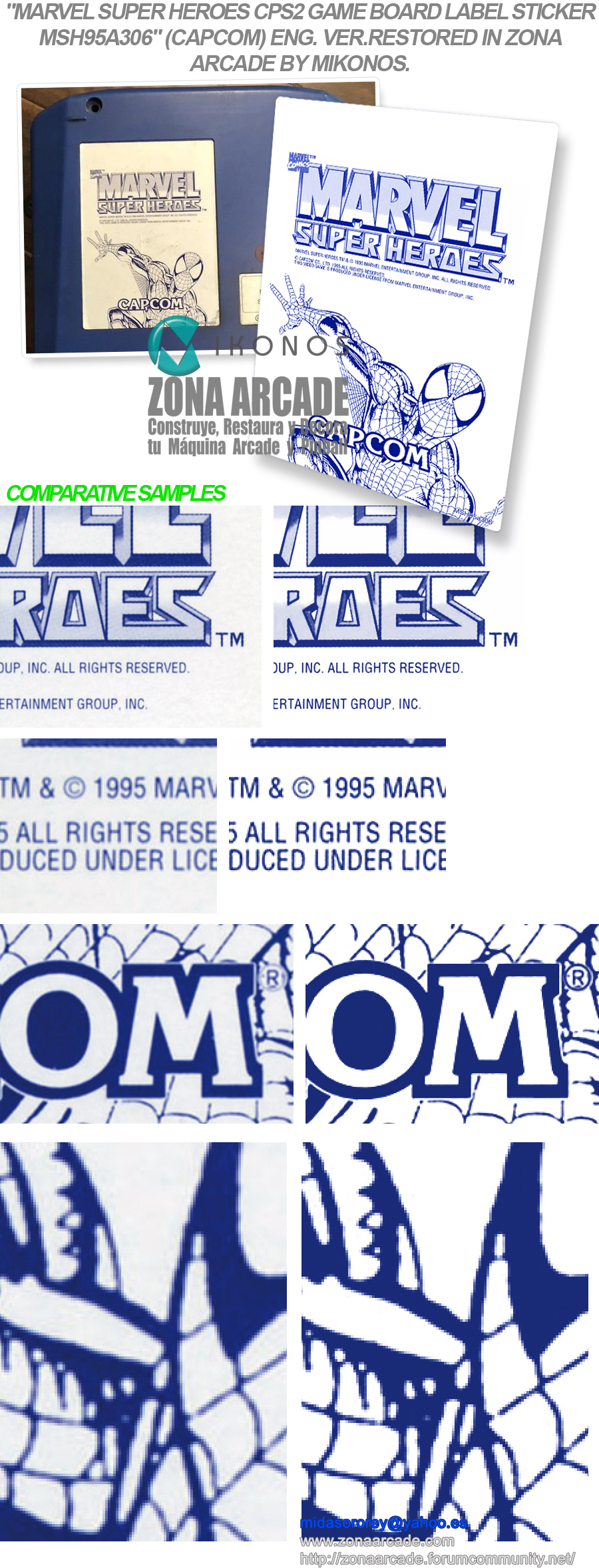 Marvel-Super-Heroes-CPS2-Game-Board-Label-Sticker-MSH95a306-Restored-Mikonos1