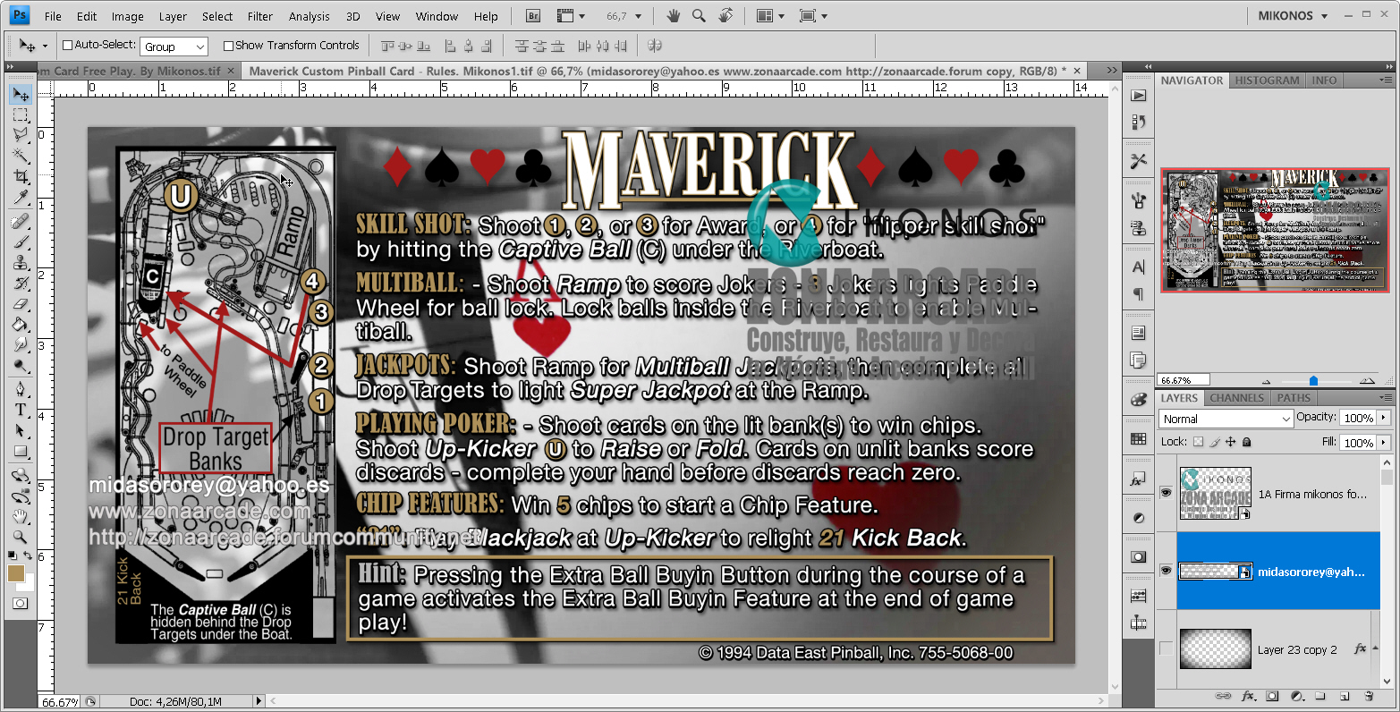 Maverick Custom Pinball Card - Rules. Mikonos1