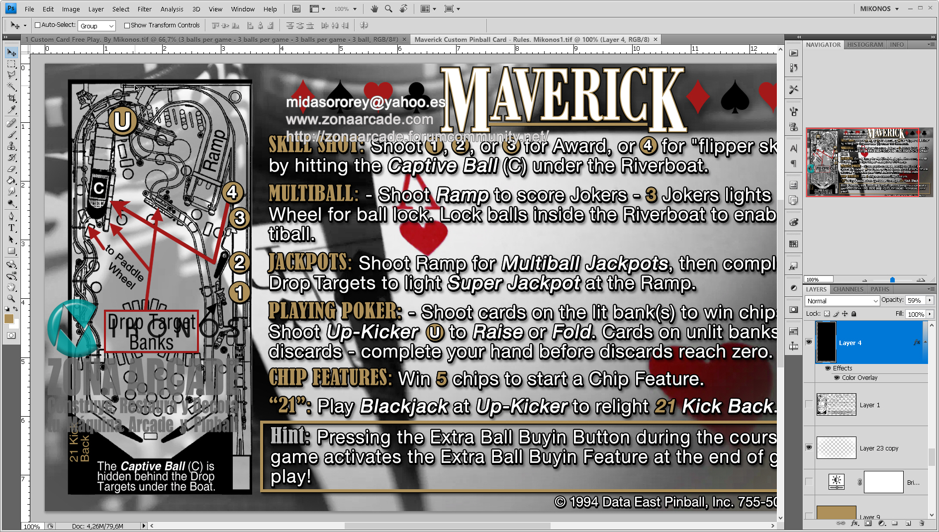 Maverick Custom Pinball Card - Rules. Mikonos2