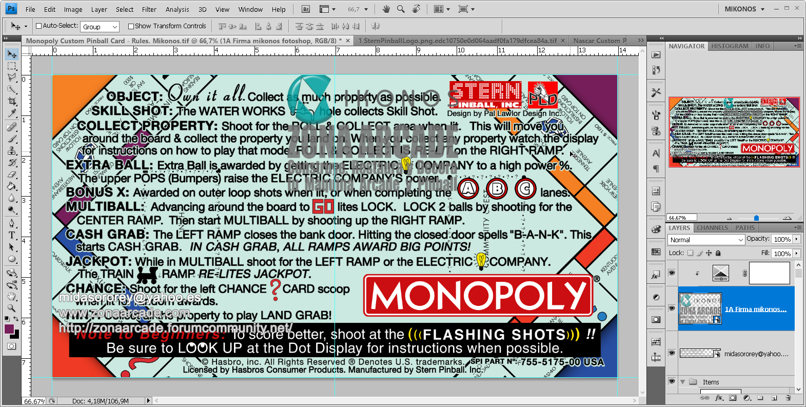 Monopoly Pinball Card Customized - Rules. Mikonos1