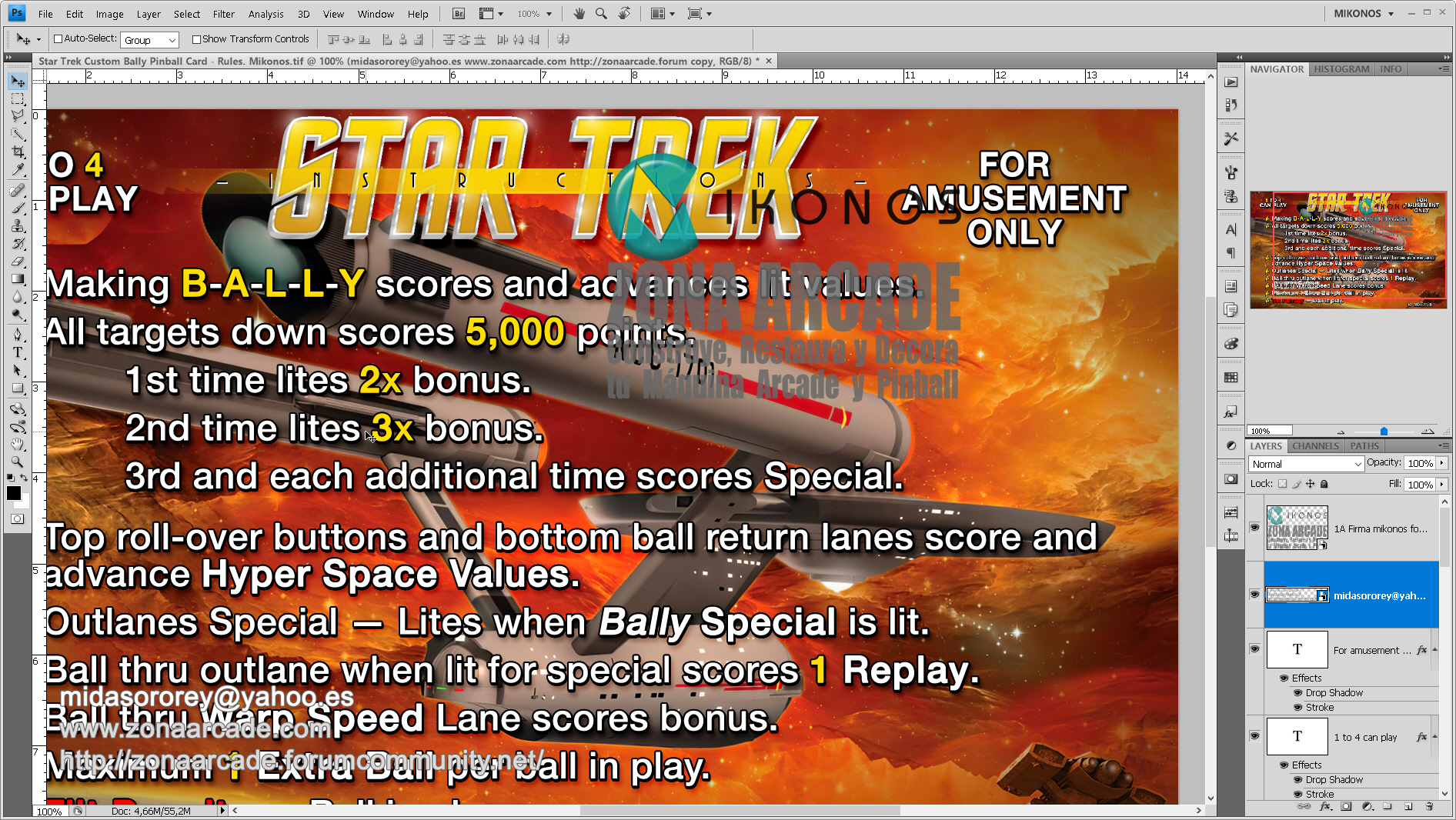 Star Trek Custom Pinball Card - Rules. Mikonos2
