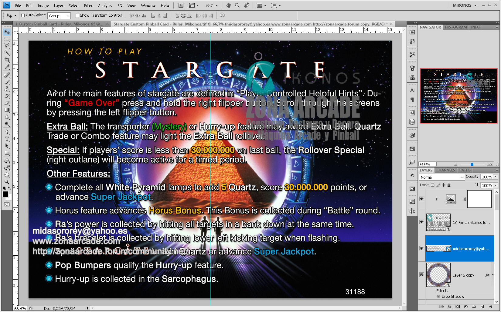 Stargate Pinball Card Customized - Rules. Mikonos1