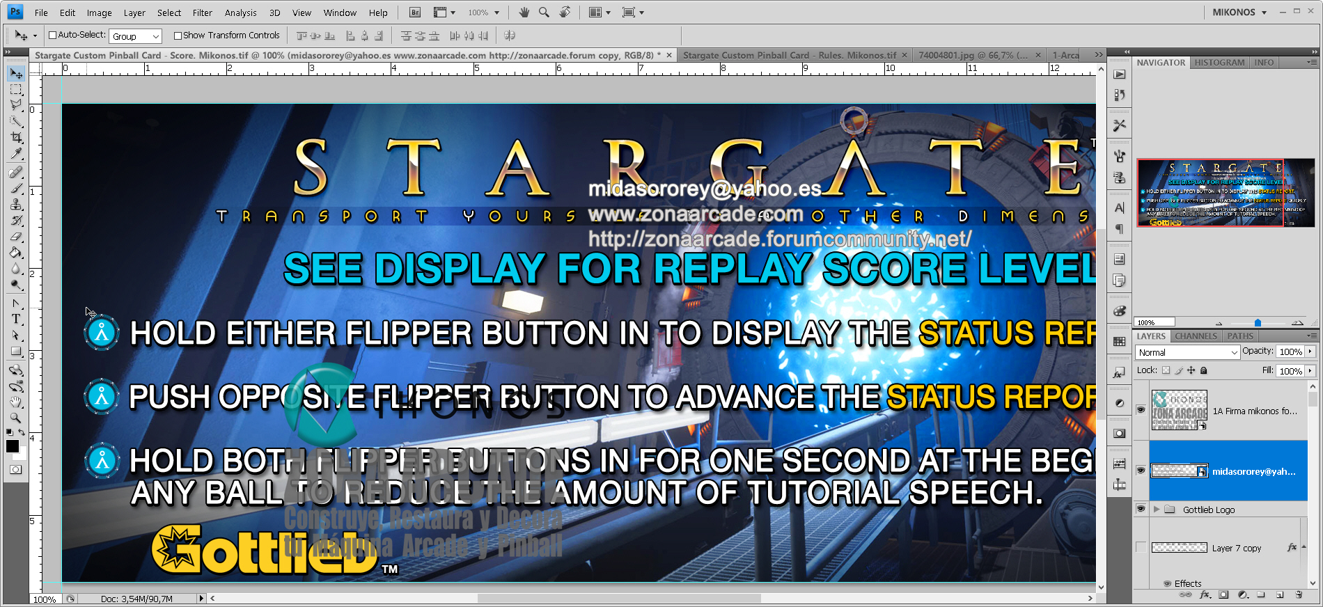 Stargate Pinball Card Customized - Score. Mikonos1