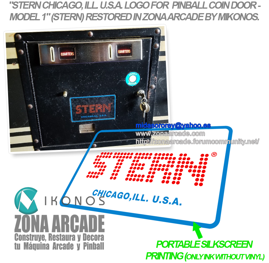 "STERN LOGO FOR PINBALL COIN DOOR Model 1" (STERN) classic restored