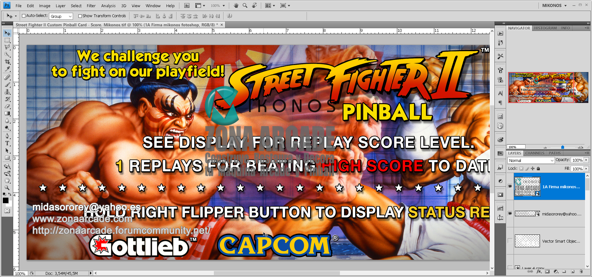 Street Fighter II Custom Pinball Card - Score. Mikonos2