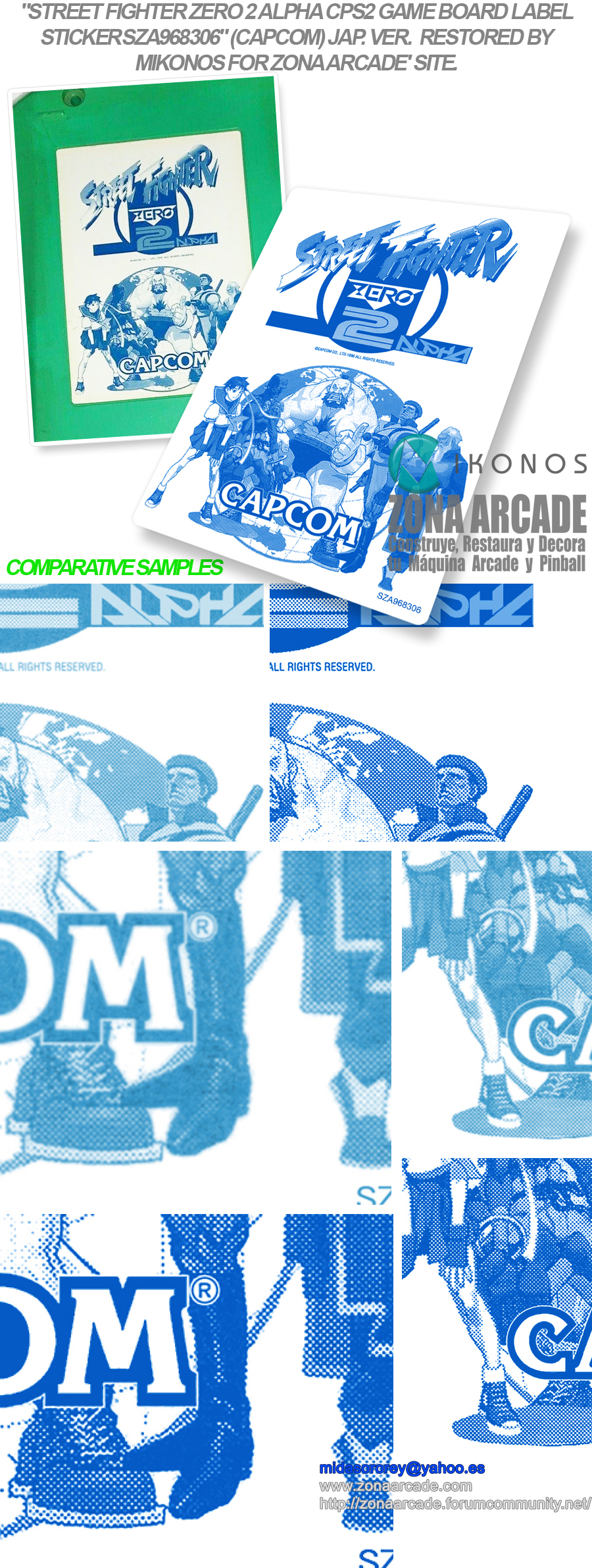 Street-fighter-Zero-2-Alpha-CPS2-Game-Board-Label-Sticker-SZA968306-Restored-Mikonos1