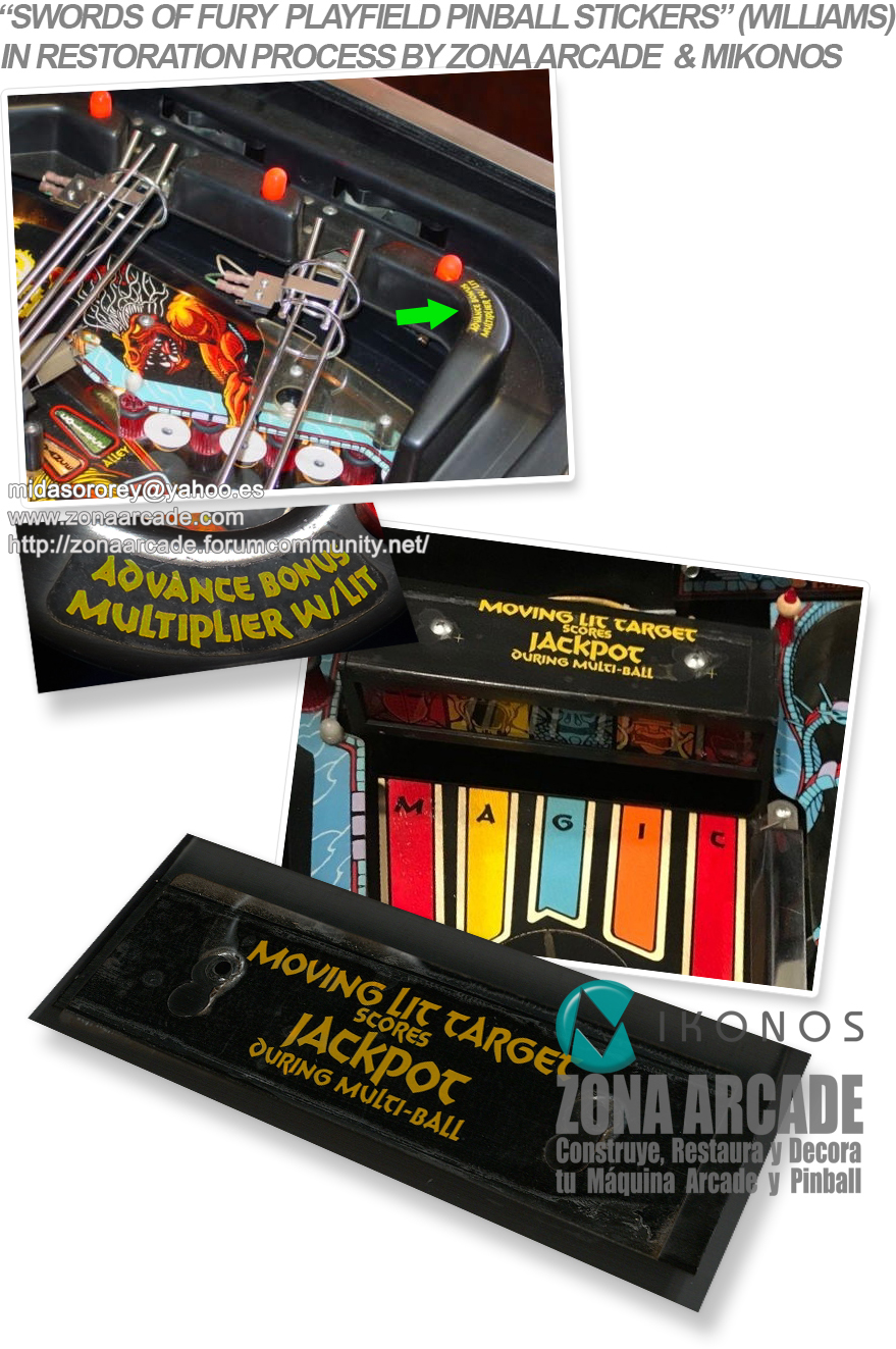 We got "SWORDS OF FURY SOME PLAYFIELD PINBALL STICKER" (WILLIAMS