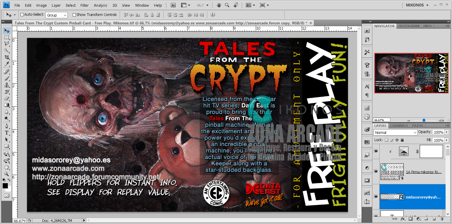 Tales From The Crypt%20Custom%20Pinball%20Card%20-%20Free Play.%20Mikonos1