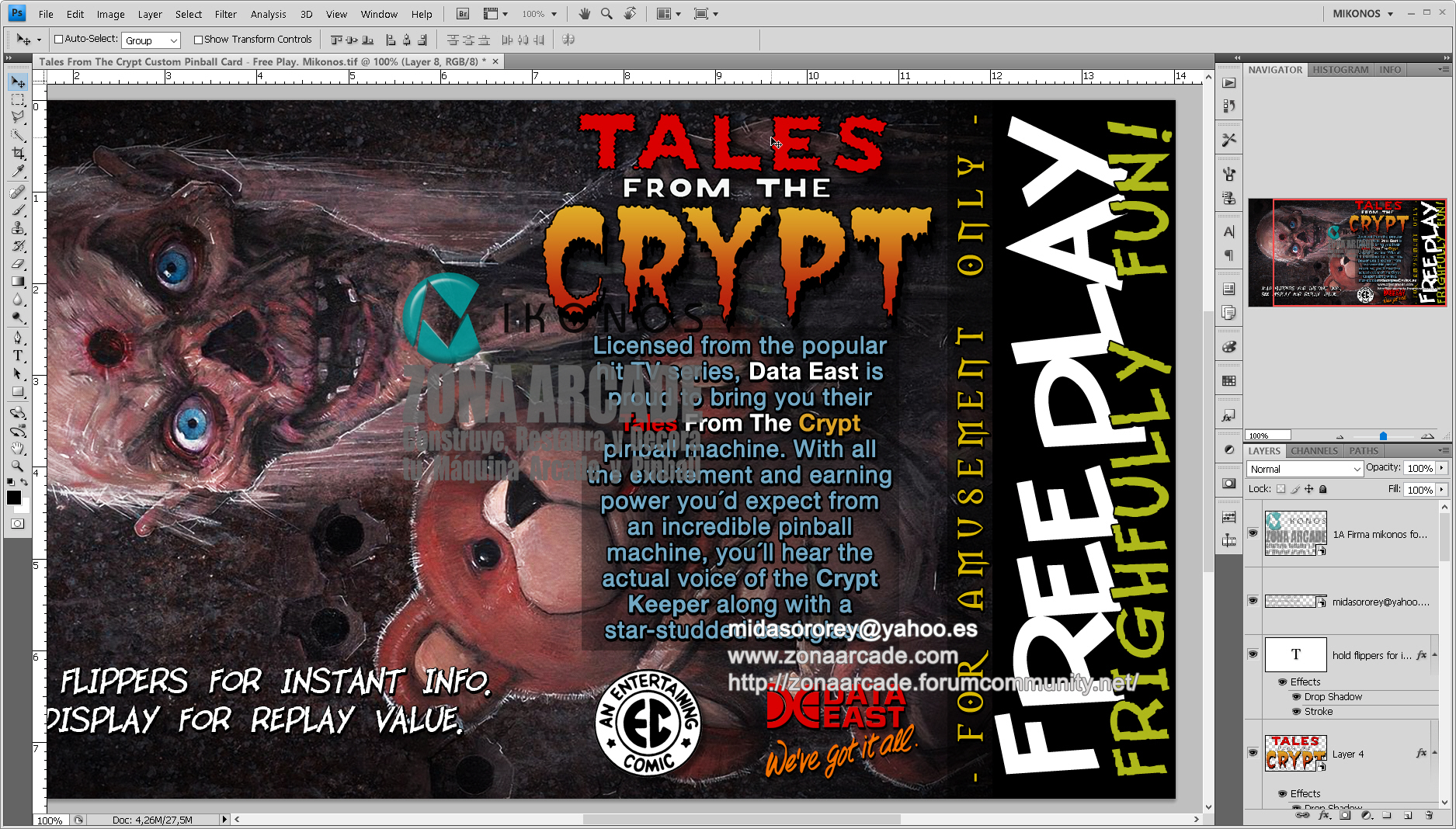 Tales From The Crypt%20Custom%20Pinball%20Card%20-%20Free Play.%20Mikonos2