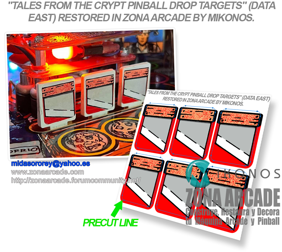 "TALES FROM THE CRYPT PINBALL DROP TARGETS" (DE) artworks restored