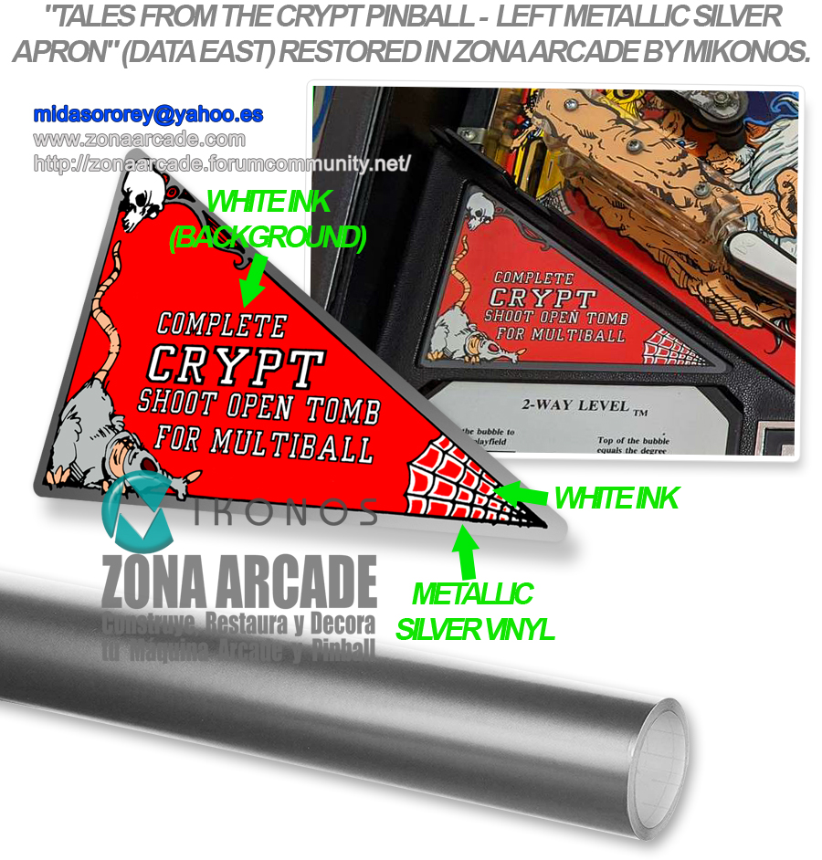 "TALES FROM THE CRYPT PINBALL SILVER APRONS" (DE) for metallic vinyl