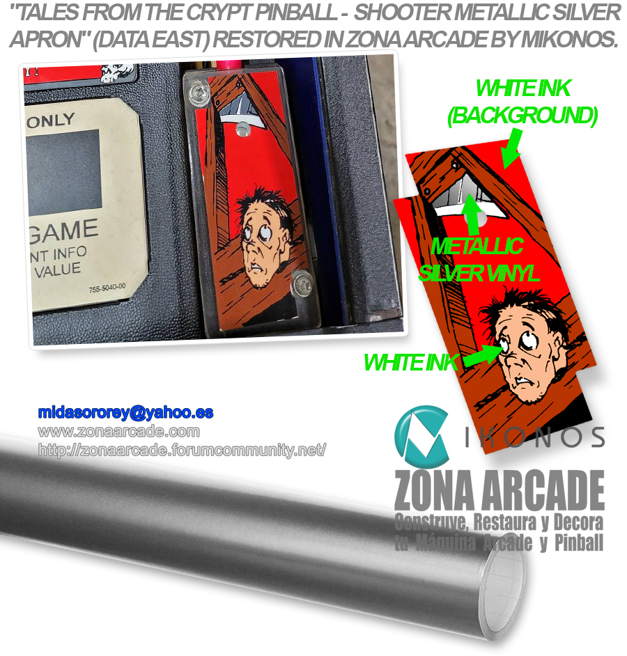 "TALES FROM THE CRYPT PINBALL SILVER APRONS" (DE) for metallic vinyl