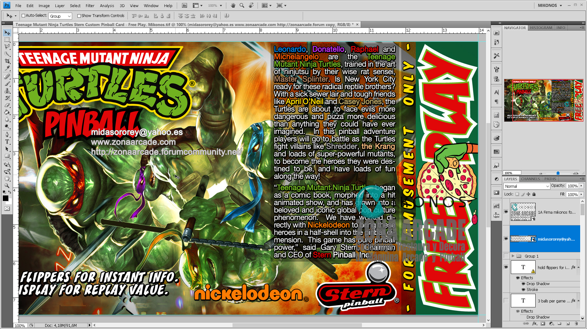 Teenage Mutant Ninja Turtles Custom Pinball Card - Free Play. Mikonos2