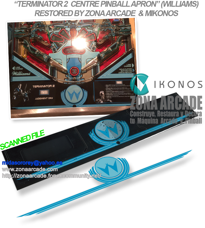 "TERMINATOR 2 PINBALL APRONS" (WILLIAMS) scanned files in restoration