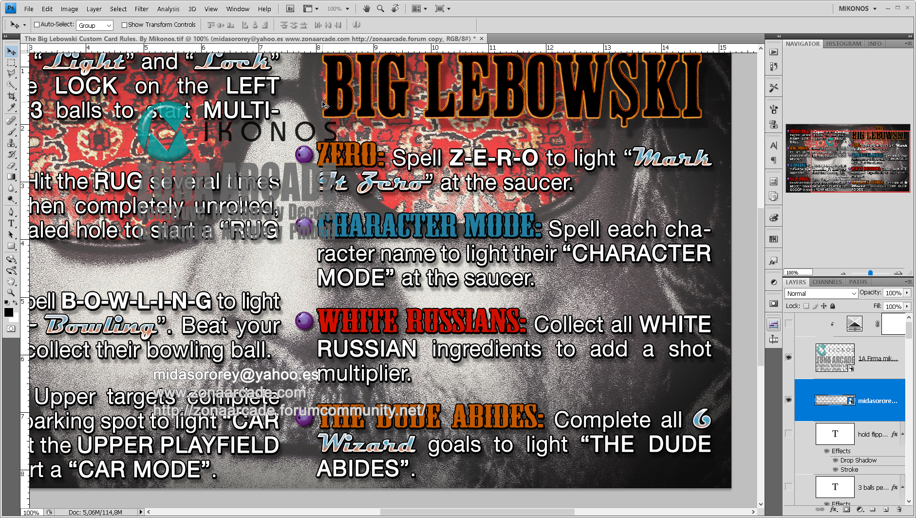 The Big Lebowski Custom Pinball Card Rules. Mikonos2