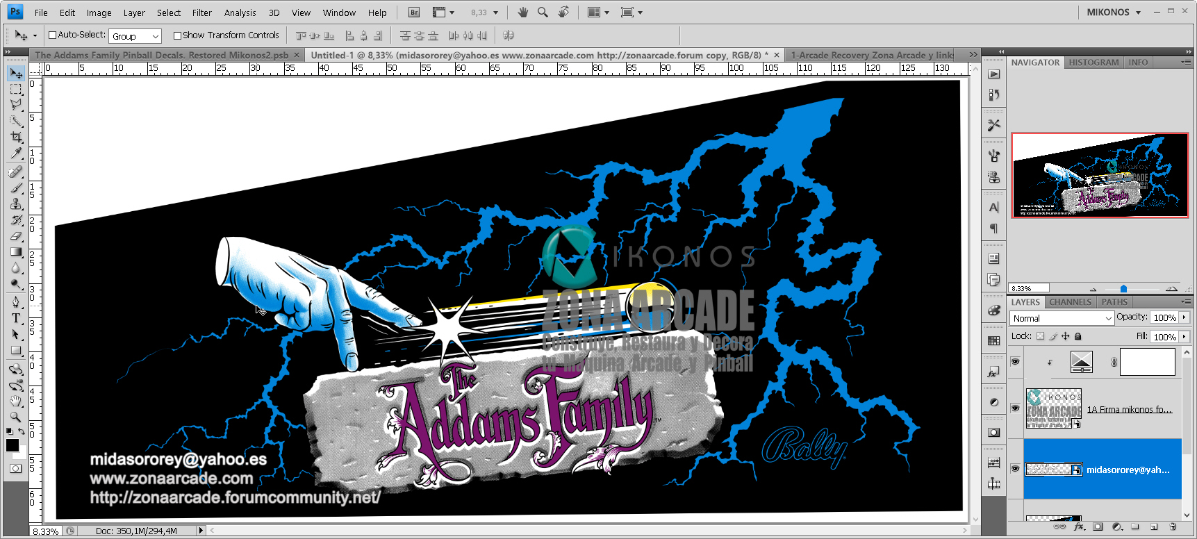 The Addams Family Left Side Art Pinball Decal. Restored Mikonos1