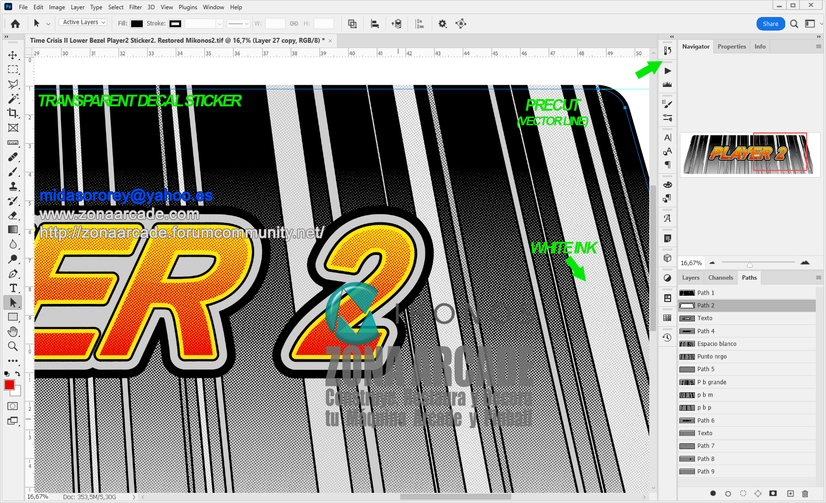 Time-Crisis-II-Bezel-Player-2-Sticker-40000181-Restored-Mikonos2