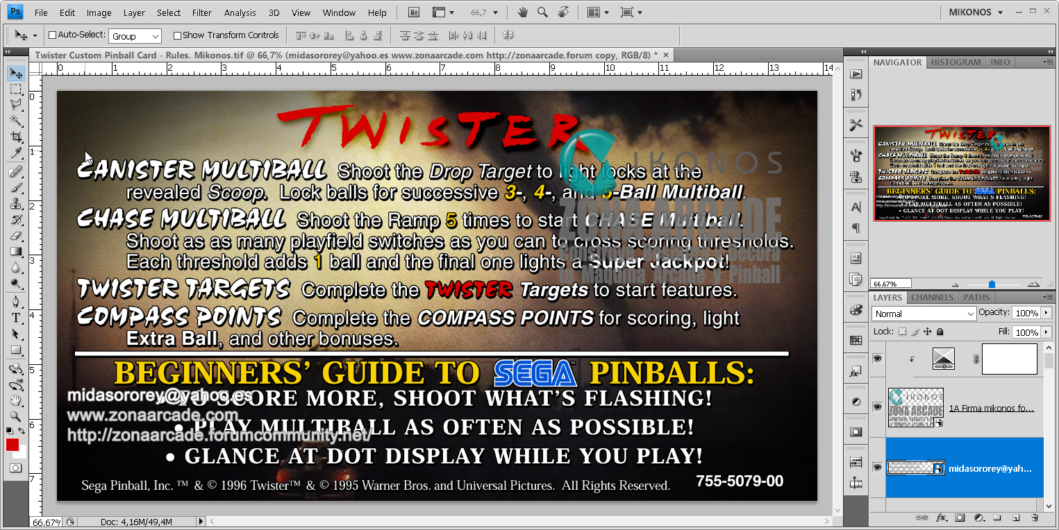Twister Custom Pinball Card - Rules. Mikonos1