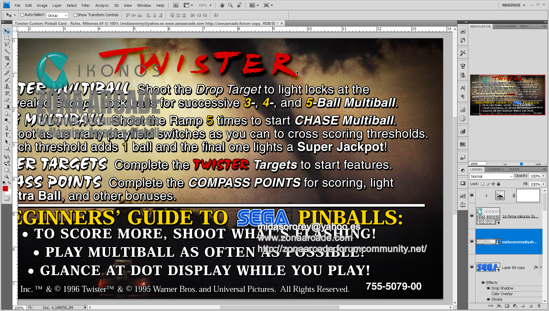 Twister Custom Pinball Card - Rules. Mikonos2