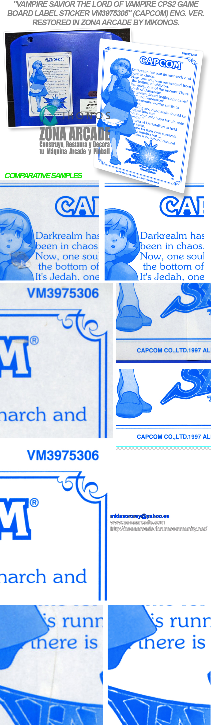 Vampire-Savior-The-Lord-of-Vampire-CPS2-Game-Board-Label-Sticker-VM3975305-Restored-Mikonos1