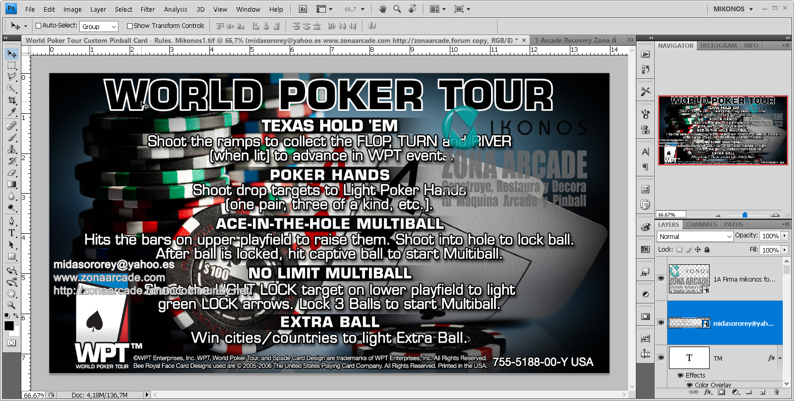 World Poker Tour Pinball Card Customized - Rules. Mikonos1