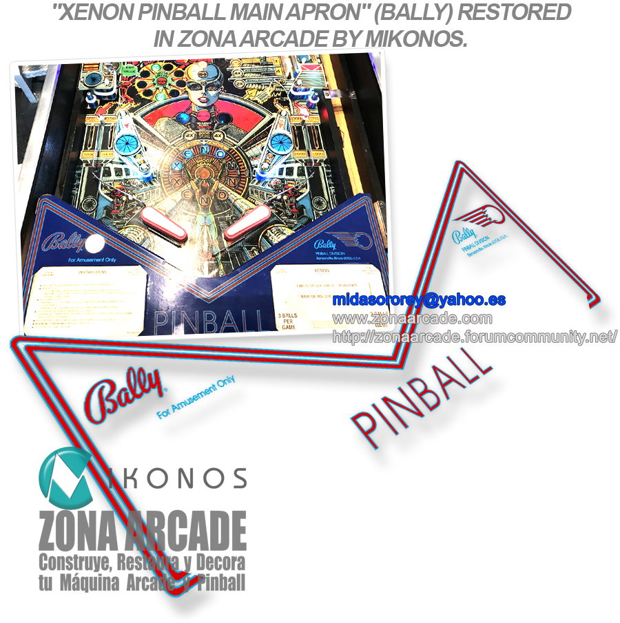 "XENON PINBALL APRONS" (BALLY) artwork files restored in Zona Arcade
